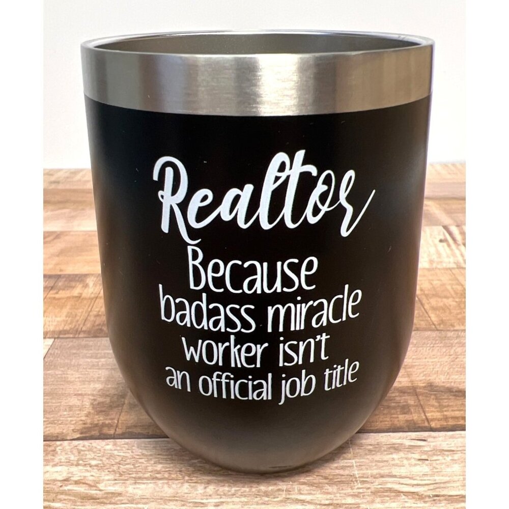 Realtor Quote Stainless Steel Insulated Tumbler 12 Oz Black & Silver